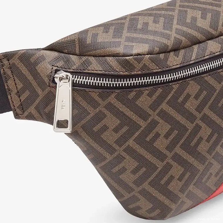 Affordable HOT Fabric In Fendi Bag Red Motif Belt Brown FF 0704